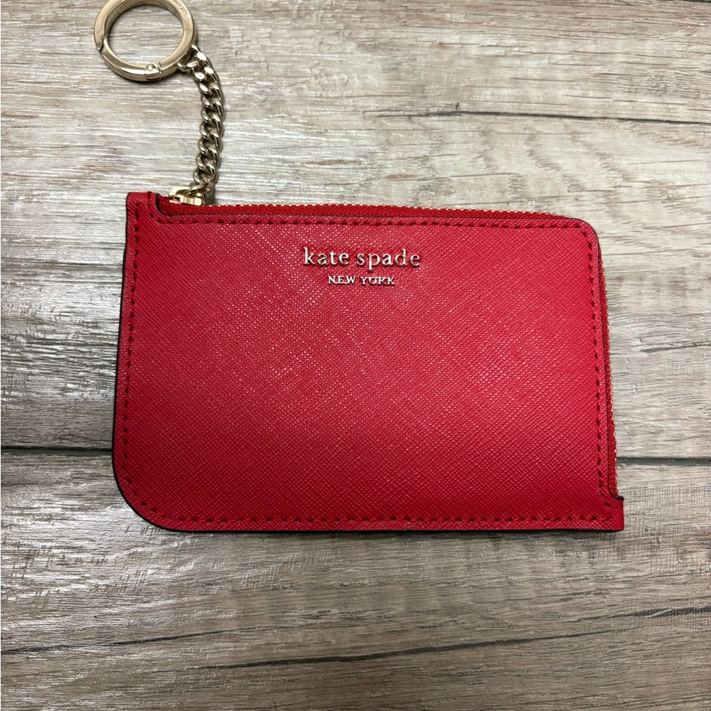 Kate Spade Cherry Red Card Holder with Keychain